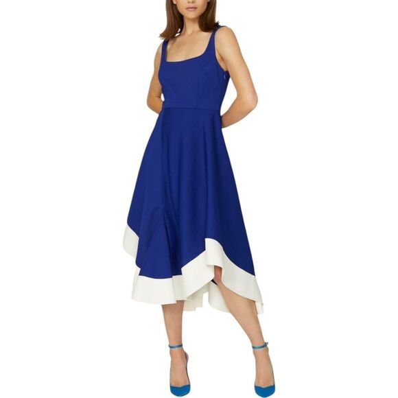 Esteban Cortazar Blue Flamenco Flare Midi Dress 4 - Picture 1 of 5